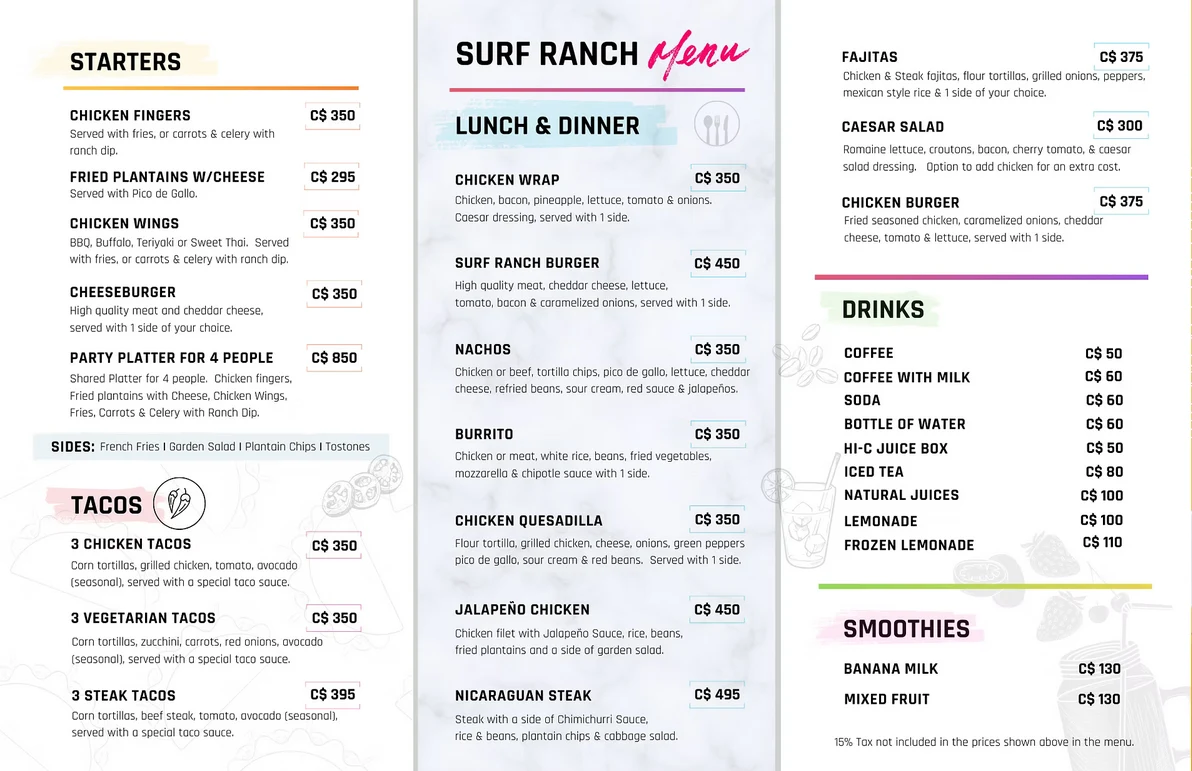 Food menu